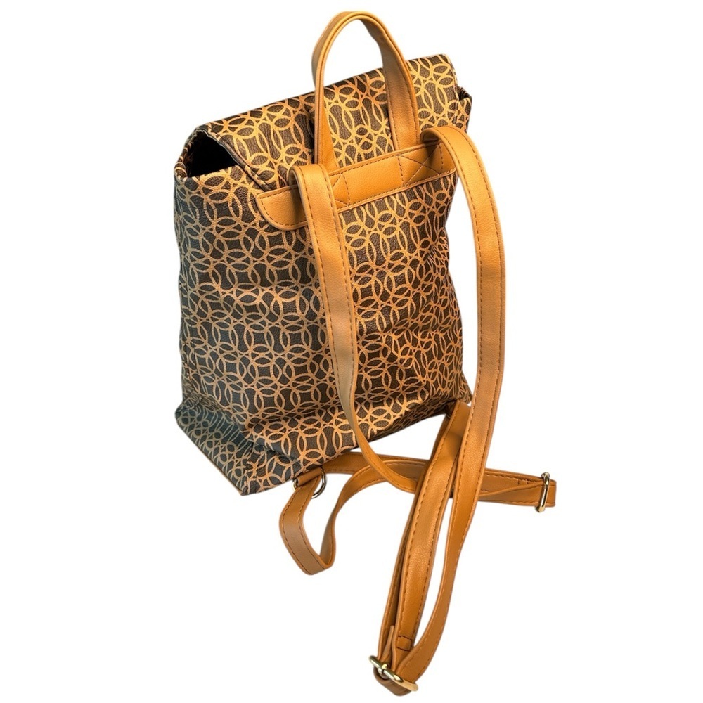 Brown Patterned Faux Leather Backpack - Picture 5 of 11